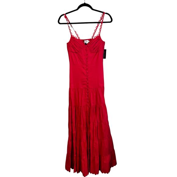 NWT Charo Fuchsia Pink Sleeveless Bustier Flounce Melia Maxi Dress Womens Small - Picture 3 of 9
